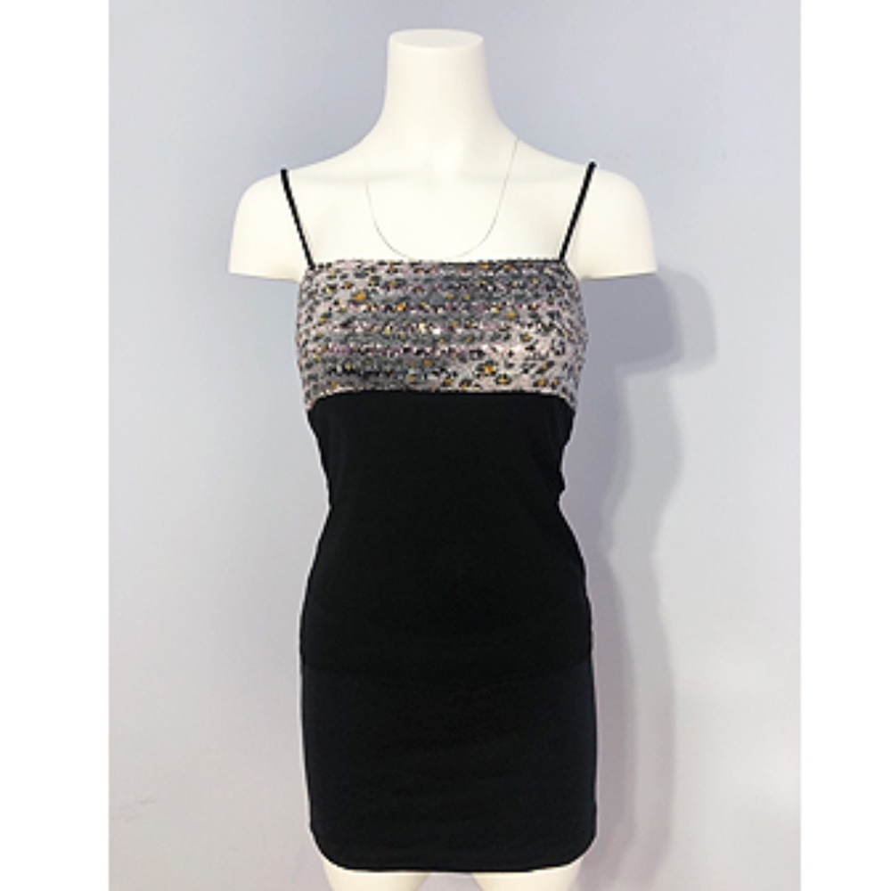 Team Shining Sequined Design Black Top